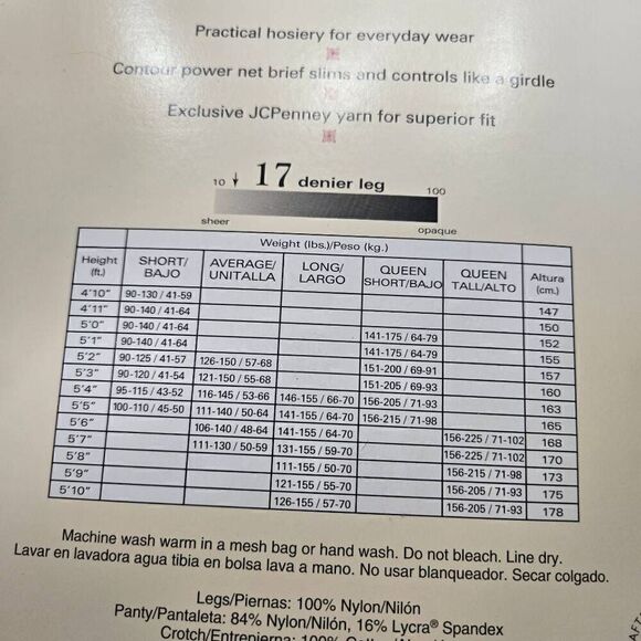 Worthington Sensible Sheers Super Shaper Pantyhose Nylons SZ Long Taupe Vintage - Picture 6 of 6